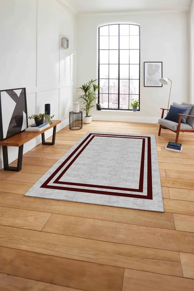 Napoli Home Çerçeveli Kenar Çizgi Desenli Yıkanabilir Kaymaz Taban Yolluk Mutfak Salon Halısı ürün görseli 1