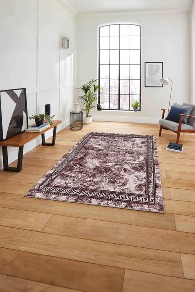 Napoli Home Çerçeveli Mermer Desen Baskılı Yıkanabilir Kaymaz Taban Yolluk Mutfak Salon Halısı ürün görseli 1