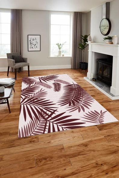 Napoli Home Baskılı Modern Ağaç Yaprak Desenli Yıkanabilir Kaymaz Taban Yolluk Mutfak Salon Halısı ürün görseli 1