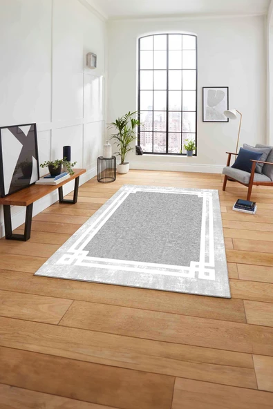 Napoli Home Çerçeveli Kenar Çizgili Model Yıkanabilir Kaymaz Taban Yolluk Mutfak Salon Halısı ürün görseli 1