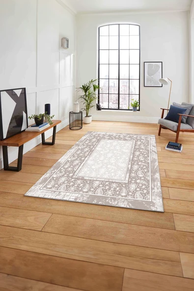 Napoli Home Çerçeveli Desen Motifli Yıkanabilir Kaymaz Taban Yolluk Mutfak Salon Halısı ürün görseli 1