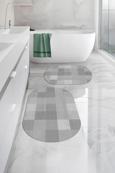 Napoli Home Dijital Yıkanabilir Kaymaz Taban Kilim Görünümlü Oval Banyo Paspası Klozet Takımı ürün görseli 1