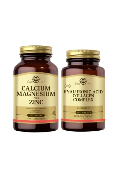 Solgar Calcium Magnesium Plus Zinc 100 Tablet + Hyaluronic Acid Collagen Complex 30 Tablet ürün görseli 1