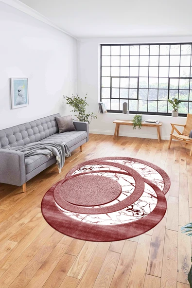 Napoli Home Dijital Lazer Kesim Daire Desen Yıkanabilir Kaymaz Taban Yolluk Mutfak Salon Halısı ürün görseli 1