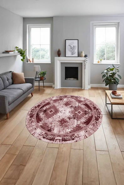 Napoli Home Klasik Kilim Desen Baskılı Yıkanabilir Kaymaz Taban Yuvarlak Mutfak Salon Halısı ürün görseli 1