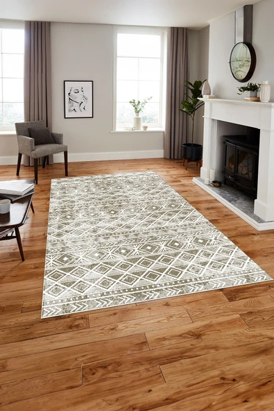 Napoli Home Baskılı Modern Etnik Görünümlü Yıkanabilir Kaymaz Taban Yolluk Mutfak Salon Halısı ürün görseli 1