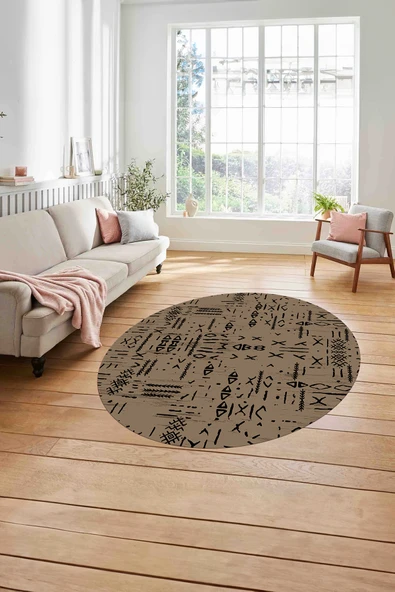 Napoli Home Baskılı İskandinav Sade Modern Yıkanabilir Kaymaz Yuvarlak Mutfak Salon Halısı ürün görseli 1