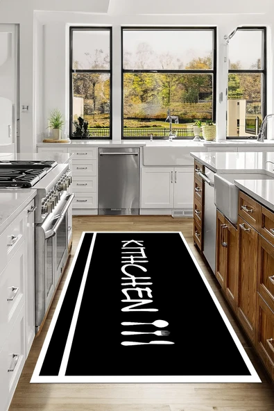 Napoli Home Baskılı Sade Modern Kitchen Yazılı Yıkanabilir Kaymaz Taban Yolluk Salon Mutfak Halısı ürün görseli 1