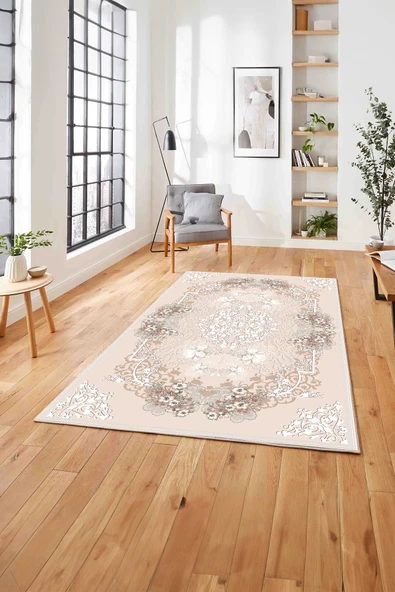 Napoli Home Baskılı Klasik Çiçek Figürlü Yıkanabilir Kaymaz Taban Yolluk Mutfak Salon Halısı ürün görseli 1