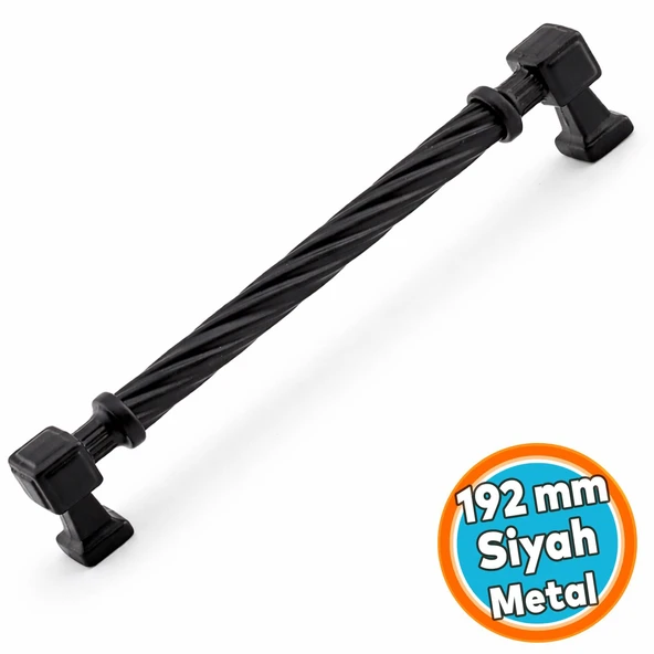 Mobilya Çekmece Mutfak Dolabı Dolap Modern Kapak Kulpları Mat Siyah Metal Kulp 192 mm 19.2 cm ürün görseli 1