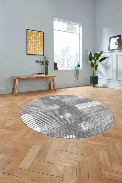Napoli Home Baskılı Patchwork Model Yıkanabilir Kaymaz Taban Yuvarlak Mutfak Salon Halısı ürün görseli 1