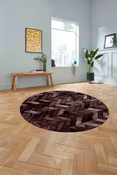 Napoli Home Baskılı Patchwork Çizgili Yıkanabilir Kaymaz Taban Yuvarlak Mutfak Salon Halısı ürün görseli 1