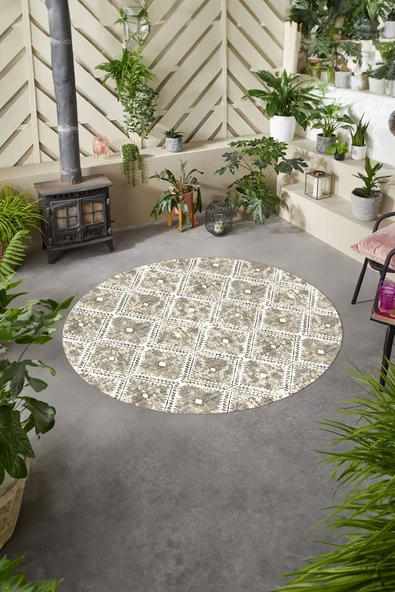 Napoli Home Baskılı Modern İskandinav Yıkanabilir Kaymaz Taban Yuvarlak Mutfak Salon Halısı ürün görseli 1