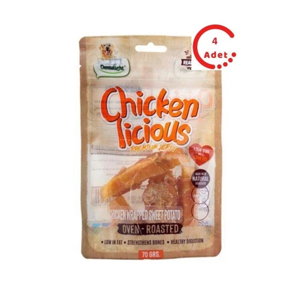 Dentalight Tatlı Patates Sarılı Tavuk Köpek Ödül Maması 70 Gr x 4 Adet ürün görseli 1