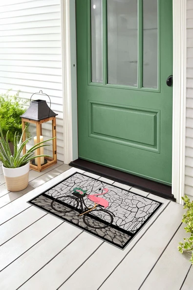 Napoli Home Flamingo Baskılı Kaymaz Taban Silinebilir Kapı Önü Paspası (40x60cm) ürün görseli 1