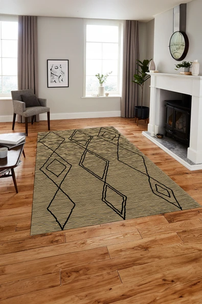 Napoli Home Baskılı İskandinav Geometrik Model Yıkanabilir Kaymaz Yolluk Mutfak Salon Halısı ürün görseli 1
