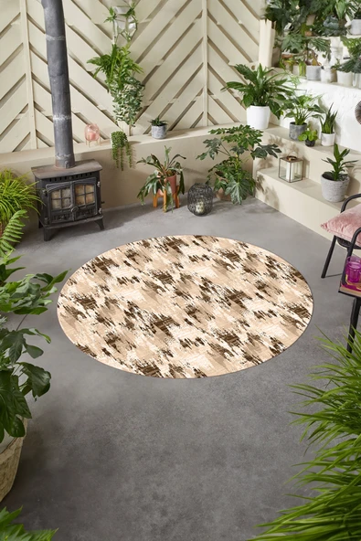 Napoli Home Dijital Baskılı Modern Sade Yıkanabilir Kaymaz Taban Yuvarlak Mutfak Salon Halısı ürün görseli 1