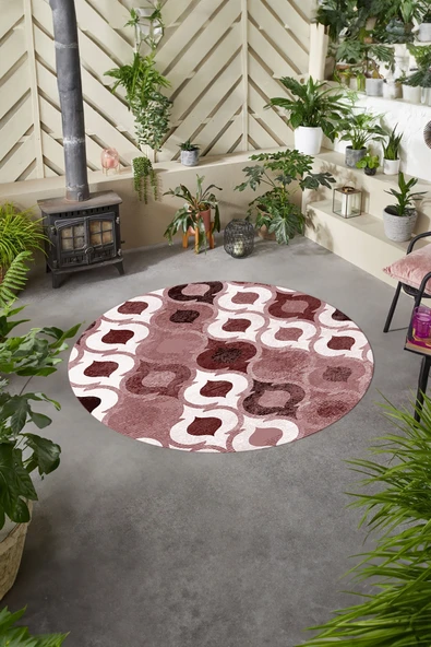 Napoli Home Baskılı Modern Kupa Motifli Yıkanabilir Kaymaz Taban Yuvarlak Mutfak Salon Halısı ürün görseli 1