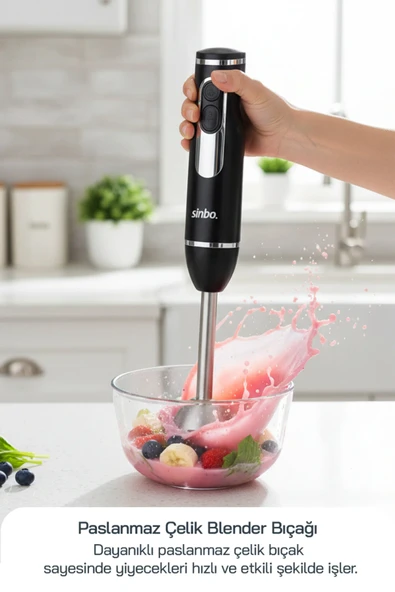 SHB-7529 Çok Fonksiyonlu El Blender Seti -Siyah Silver – Doğrayıcı & Çırpıcı Aparatlı ürün görseli 1