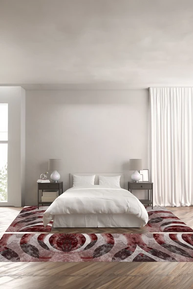 Napoli Home Dijital Baskılı Kaymaz Taban Yıkanabilir Modern Sade Desenli Üçlü Yatak Odası ürün görseli 1