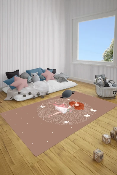 Napoli Home Baskılı Çizgi Film Kız Karakter Desenli Yıkanabilir Kaymaz Çocuk Odası Halısı ürün görseli 1