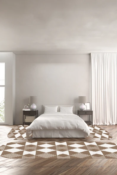Napoli Home Baskılı Kaymaz Taban Yıkanabilir Modern Kilim Desenli Oval Üçlü Yatak Odası ürün görseli 1
