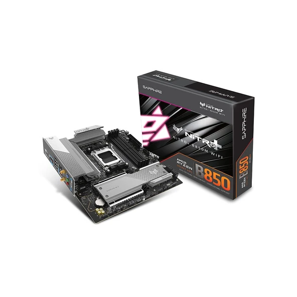 SAPPHIRE NITRO+ B850M WIFI AMD B850 Soket AM5 DDR5 8000+MT/s (OC) WiFi 6 mATX Anakart-52123-01-40G ürün görseli 1