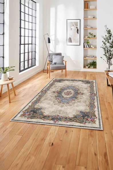 Napoli Home Klasik Çiçek Motifli Baskılı Yıkanabilir Kaymaz Taban Yolluk Mutfak Salon Halısı ürün görseli 1