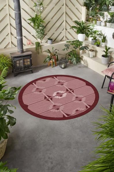 Napoli Home Baskılı Modern Etnik Model Yıkanabilir Kaymaz Taban Yuvarlak Mutfak Salon Halısı ürün görseli 1