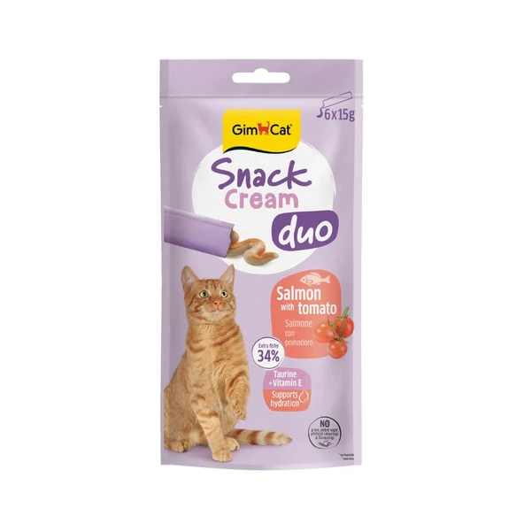 Gimcat Snack Cream Duo Somonlu & Domatesli Kedi Ödülü 6x15gr ürün görseli 1