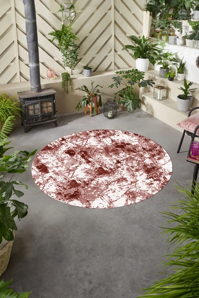 Napoli Home Dijital Baskılı Modern Motif Yıkanabilir Kaymaz Taban Yuvarlak Mutfak Salon Halısı ürün görseli 1