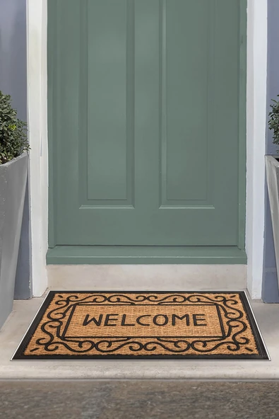 Napoli Home Welcome Yazılı Baskılı Kaymaz Taban Silinebilir Kapı Önü Paspası (40x60cm) ürün görseli 1