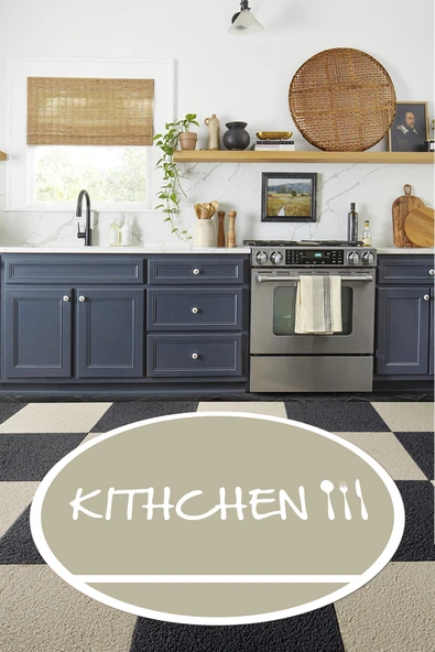 Napoli Home Baskılı Sade Modern Kitchen Yazılı Yıkanabilir Kaymaz Taban Yuvarlak Mutfak Halısı ürün görseli 1