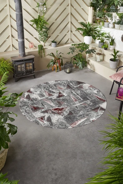 Napoli Home Baskılı Modern Sade Motifli Yıkanabilir Kaymaz Taban Yuvarlak Mutfak Salon Halısı ürün görseli 1