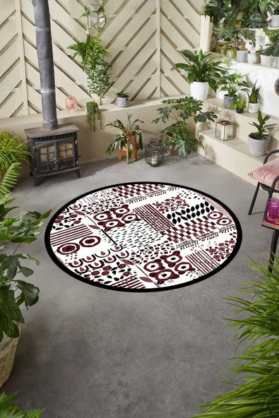 Napoli Home Dijital Baskılı Modern Desen Yıkanabilir Kaymaz Taban Yuvarlak Mutfak Salon Halısı ürün görseli 1