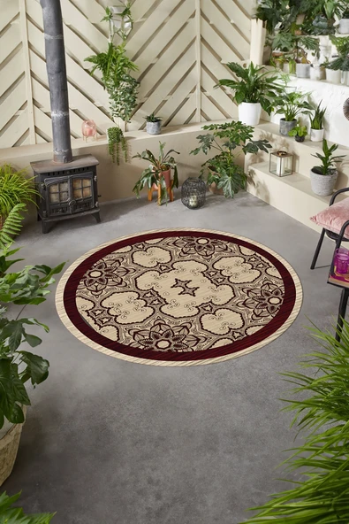 Napoli Home Baskılı Modern Desen Yıkanabilir Kaymaz Taban Yuvarlak Mutfak Salon Halısı ürün görseli 1
