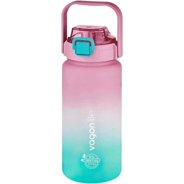 Vagon Life 1500ml Tritan Matara Renk Geçişli Pembe Yeşil 2213 ürün görseli 1