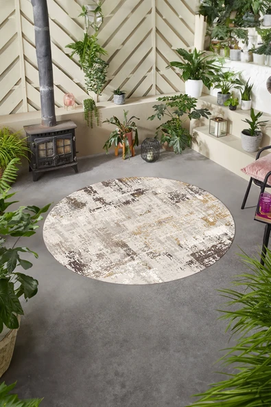 Napoli Home Baskılı Modern Sade Görünümlü Yıkanabilir Kaymaz Taban Yuvarlak Mutfak Salon Halısı ürün görseli 1