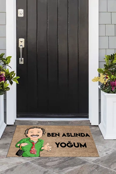 Napoli Home Ben Aslında Yoğum Baskılı Kaymaz Taban Silinebilir Kapı Önü Paspası (40x60cm) ürün görseli 1