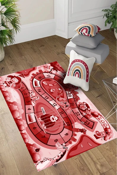 Napoli Home Dijital Baskılı Hayvan Figürlü Yol Desenli Yıkanabilir Kaymaz Çocuk Odası Halısı ürün görseli 1