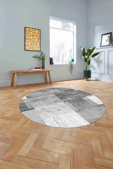Napoli Home Baskılı Patchwork Dekoratif Yıkanabilir Kaymaz Taban Yuvarlak Mutfak Salon Halısı ürün görseli 1