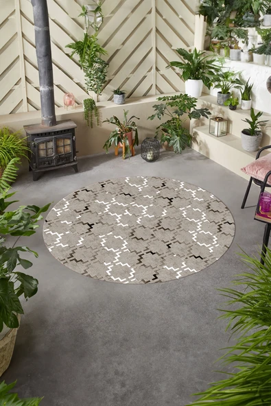 Napoli Home Baskılı Modern Sade Desen Yıkanabilir Kaymaz Taban Yuvarlak Mutfak Salon Halısı ürün görseli 1