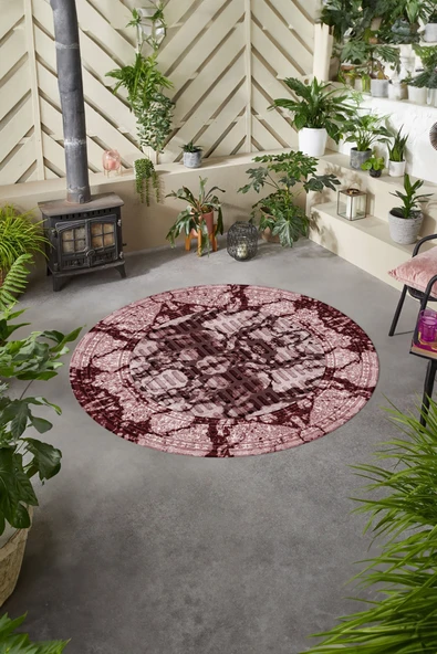 Napoli Home Baskılı Modern Çerçeve Model Yıkanabilir Kaymaz Taban Yuvarlak Mutfak Salon Halısı ürün görseli 1