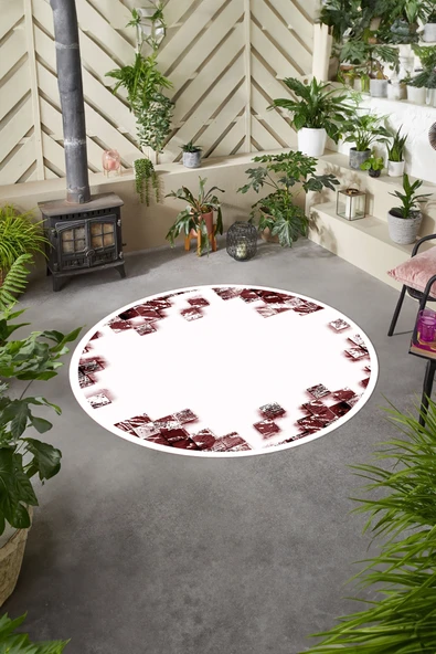 Napoli Home Baskılı Modern Duvar Motifli Yıkanabilir Kaymaz Taban Yuvarlak Mutfak Salon Halısı ürün görseli 1