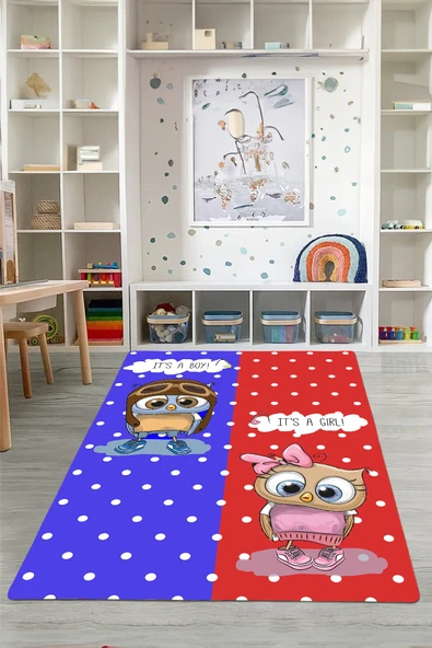 Napoli Home Dijital Baskılı İki Renkli Desen Yıkanabilir Kaymaz Taban Çocuk Odası Halısı ürün görseli 1