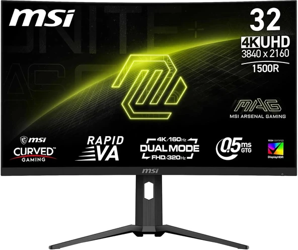 MSI MAG 321CUPDF 31.5" 0.5 ms 4K 160 Hz - Full HD 320 Hz Curved Oyuncu Monitörü ürün görseli 1