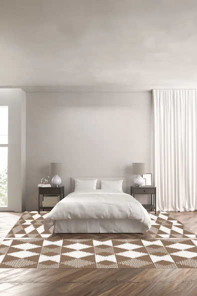 Napoli Home Dijital Baskılı Kaymaz Taban Yıkanabilir Modern Kilim Desenli Üçlü Yatak Odası ürün görseli 1