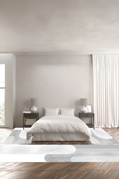 Napoli Home Dijital Baskılı Kaymaz Taban Yıkanabilir Modern Sade Desenli Üçlü Yatak Odası ürün görseli 1