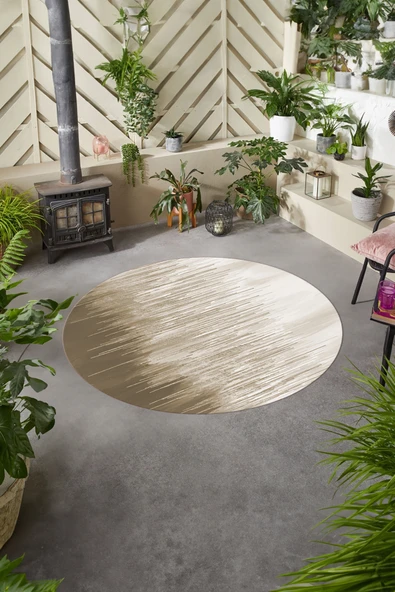 Napoli Home Baskılı Modern Üç Renk Model Yıkanabilir Kaymaz Taban Yuvarlak Mutfak Salon Halısı ürün görseli 1