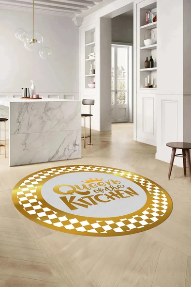 Napoli Home Baskılı Çerçeve Model Kitchen Yazılı Yıkanabilir Kaymaz Taban Yuvarlak Mutfak Halısı ürün görseli 1